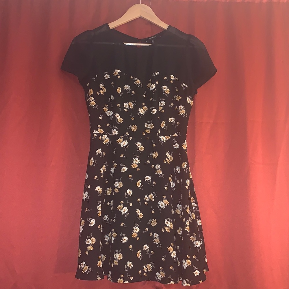 Forever21 black floral skater dress